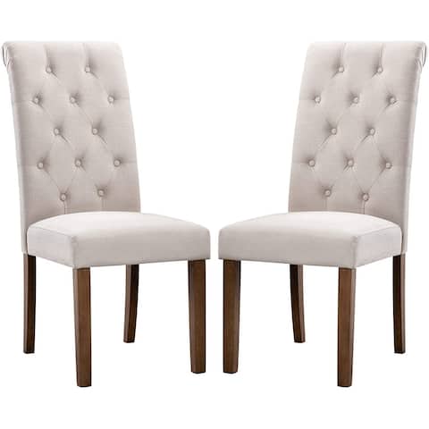 Snugway Solid Wood Tufted Parsons Dining Chair, Set of 2