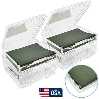 Sorbus Set of 6 Wide Hanging File Organizer Bin, Interior 10"x12" Clear Plastic Stackable for Document Storage
