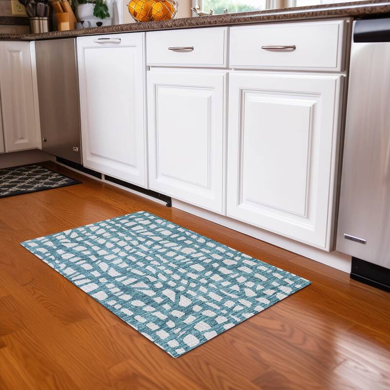 Machine Washable Indoor/ Outdoor Chantille Modern Abstract Rug
