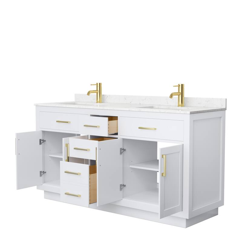 Beckett TK 66-inch Double Vanity, Cultured Marble Top