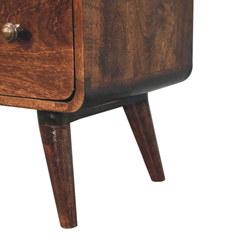 Artisan Furniture Solid Wood Curved California Walnut Chest, Brown with 3 Drawers