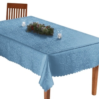 Solid Scroll Scalloped Edge Tablecloth
