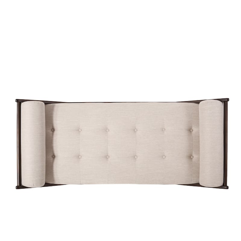 Henry Chaise Lounger with 2 Rolled Bolster Pillows Beige Waffle Stitch