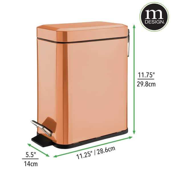 mDesign Step Trash Can, Gallon Garbage Bin, Removable Liner Bucket