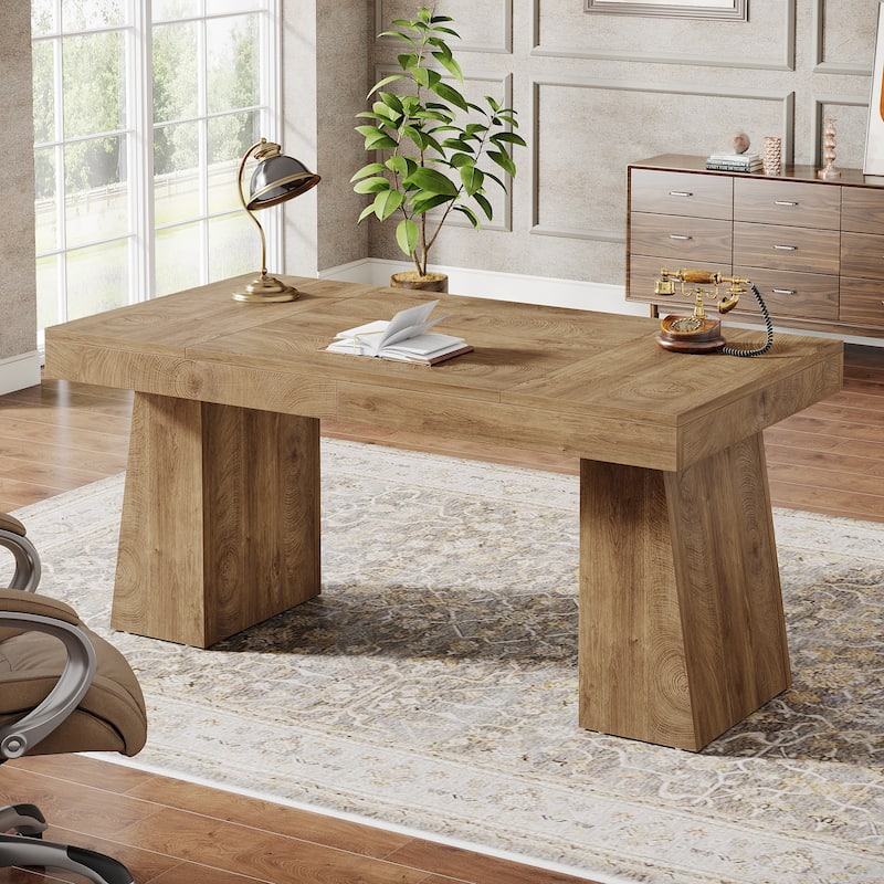 55 Inches Executive Desk, Home Office Desk, Wood Computer Desk