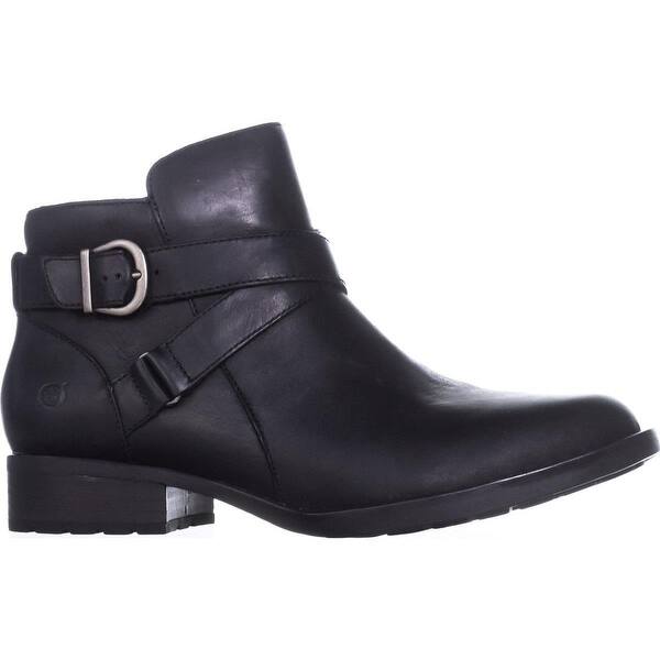 Shop Born Chaval Flat Casual Ankle Boots Black Leather Free