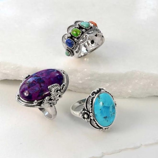 Lucky Gemstone Round cabochon Turquoise Rings 925 Sterling Silver Blue Turquoise Lucky Gemstone Ring Supply Jewelry Gift Bohemian