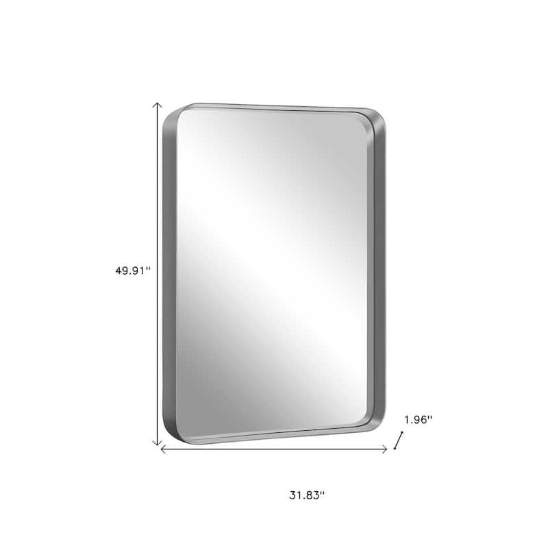 HomeRoots 50" Silver Metal Framed Accent Mirror - 31.83 in. x 49.91 in. x 1.96 in.