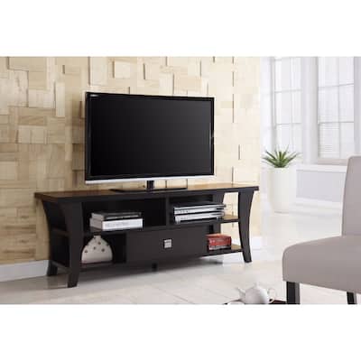 Attractive Transitional Style TV Console, Brown - 21.75 H x 60 W x 15.5 L Inches