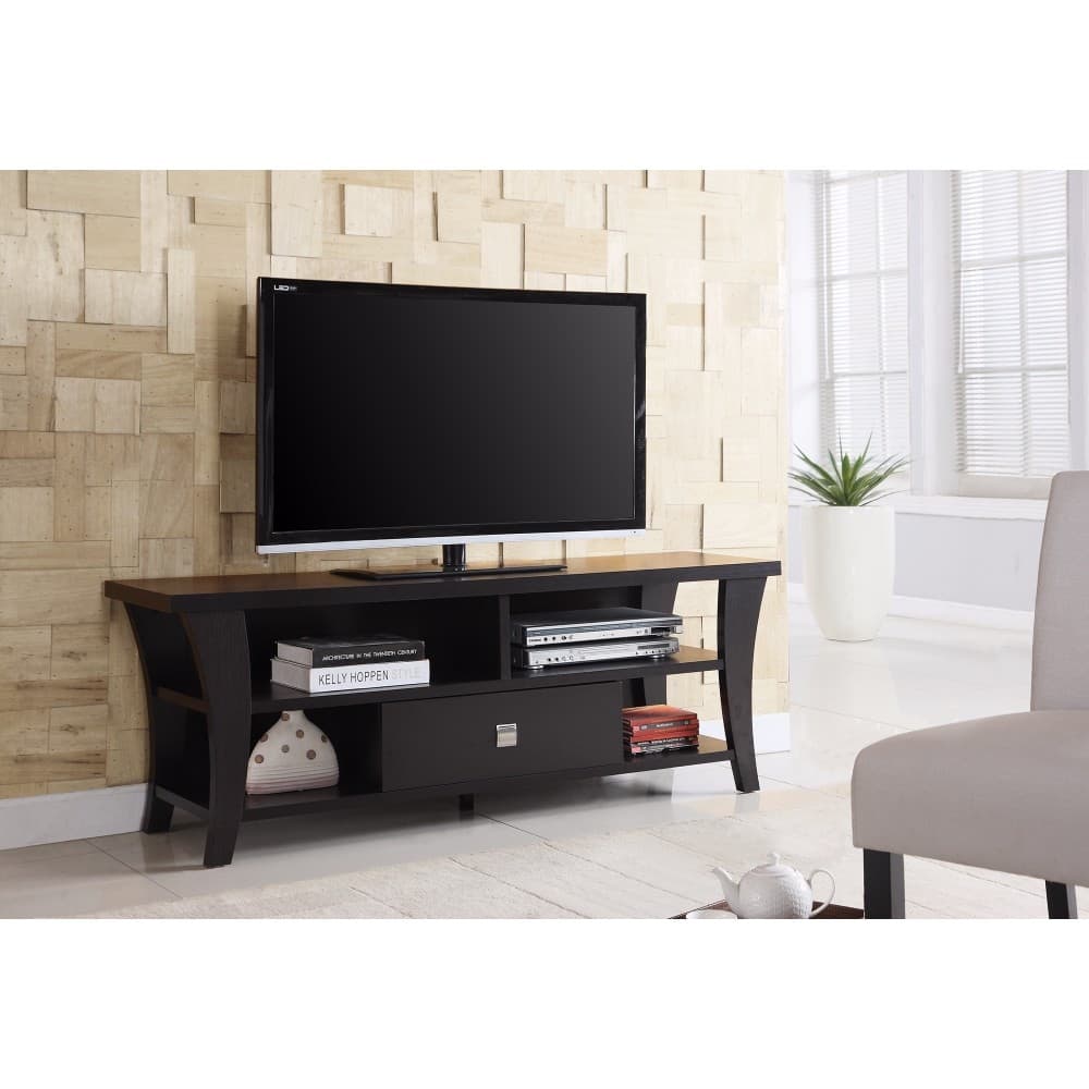 Attractive Transitional Style TV Console, Brown - 21.75 H x 60 W x 15.5 L Inches