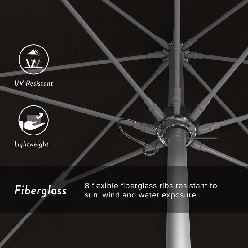 California Umbrella 7.5' Rd. Aluminum Frame, Fiberglass Rib Market Umbrella, Push Open,Anodized Silver Finish, Pacifica Fabric