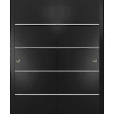 Bypass Doors 36 x 80 Planum 0210 Matte Black with Sturdy Rails