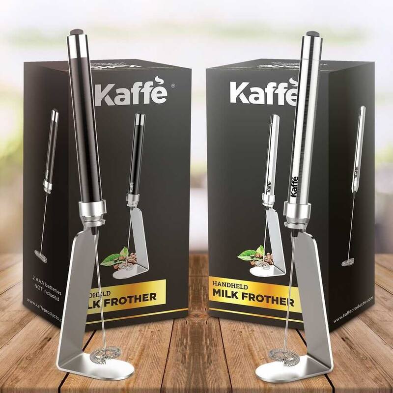 Kaffe Handheld Milk Frother with Stand - Stainless Steel