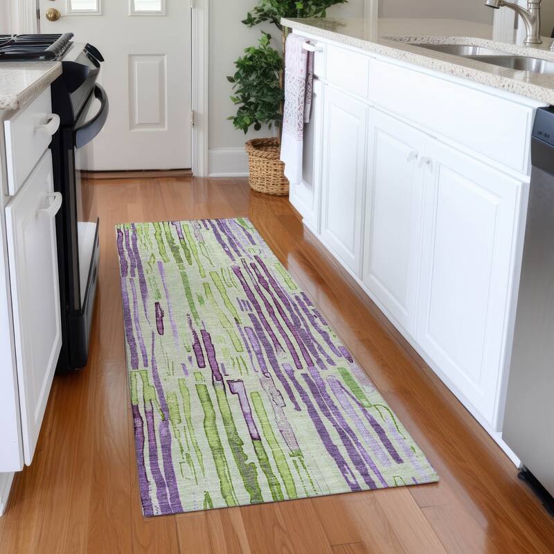 Premium Washable Super Soft Modern Stripes Mayfield Rug - Aloe - 2'3" x 7'6"