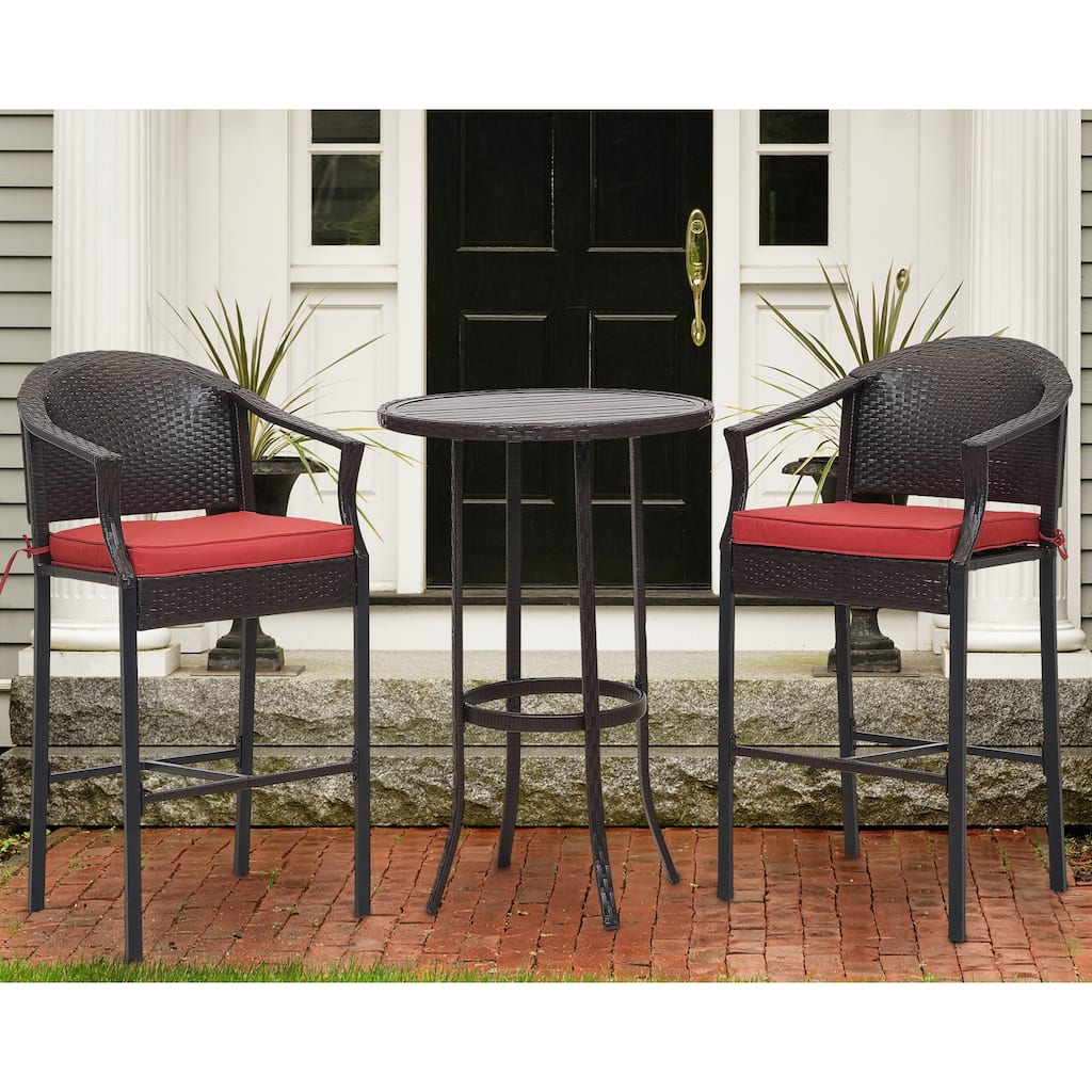 3-piece Outdoor Bar Set with Iron Table Top