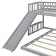 preview thumbnail 10 of 12, Twin Over Twin Bunk Bed with Slide and Reversible Ladder, Solid Wood Frame with Guardrails, Durable Design