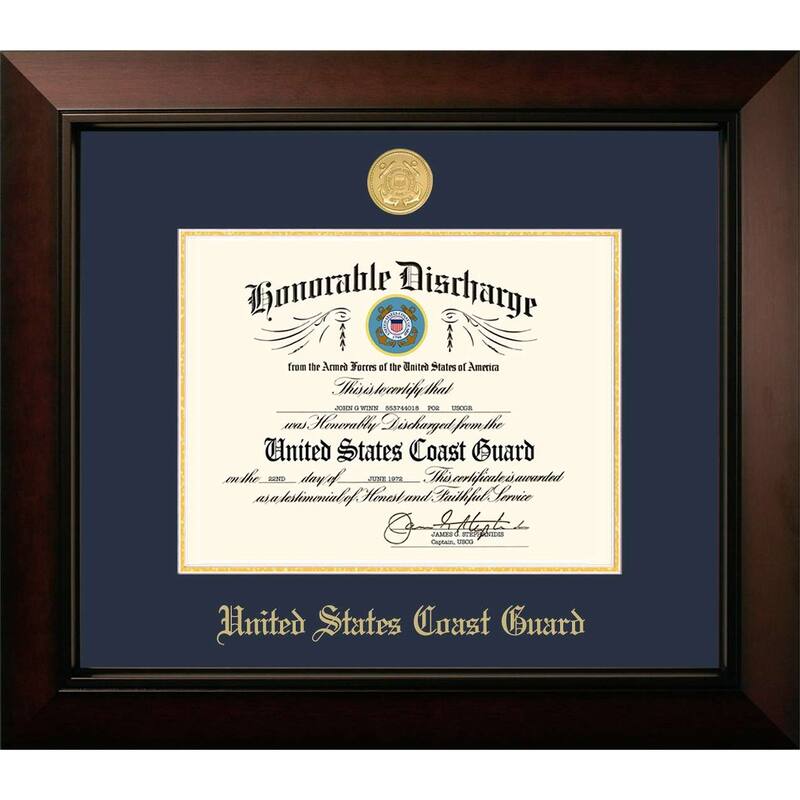 Patriot Frames Coast Guard 8.5x11 Discharge Legacy Frame with Gold Medallion