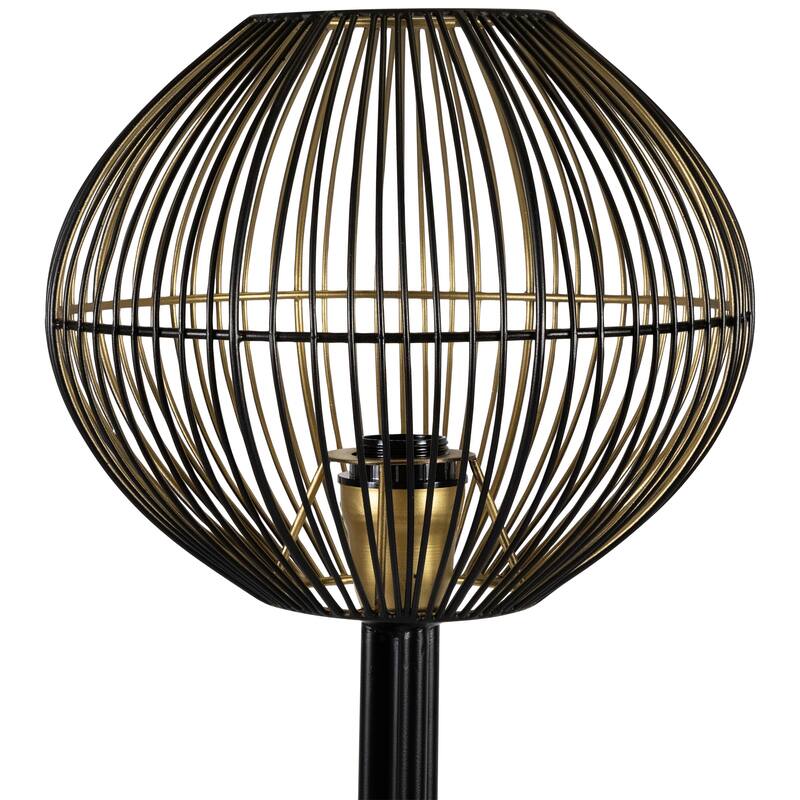 Iron Table Lamp with Wire Shade - 29.75" - Black and Gold