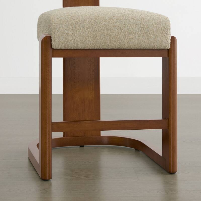 Spruce & Spring Arya Upholstered Boucle Counter Stool with Solid Wood Frame