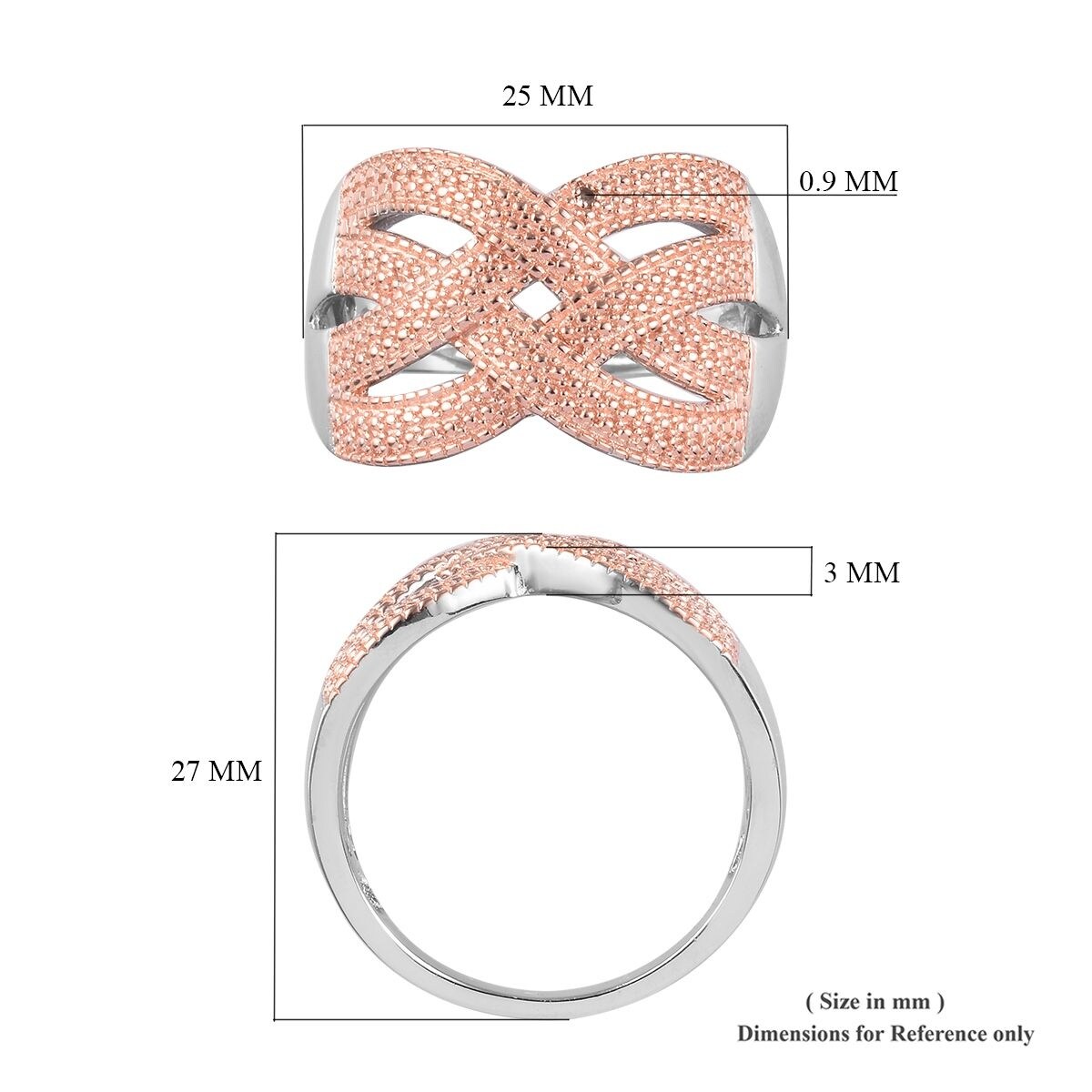Shop Rose Gold Platinum Gold Ion Over Diamond Criss Cross Ring Size 7 Ring 7 On Sale Overstock 31918769
