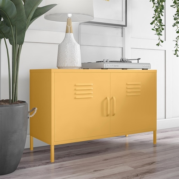 The Novogratz Cache 2 Door Wide Metal Locker Storage Cabinet - Bed
