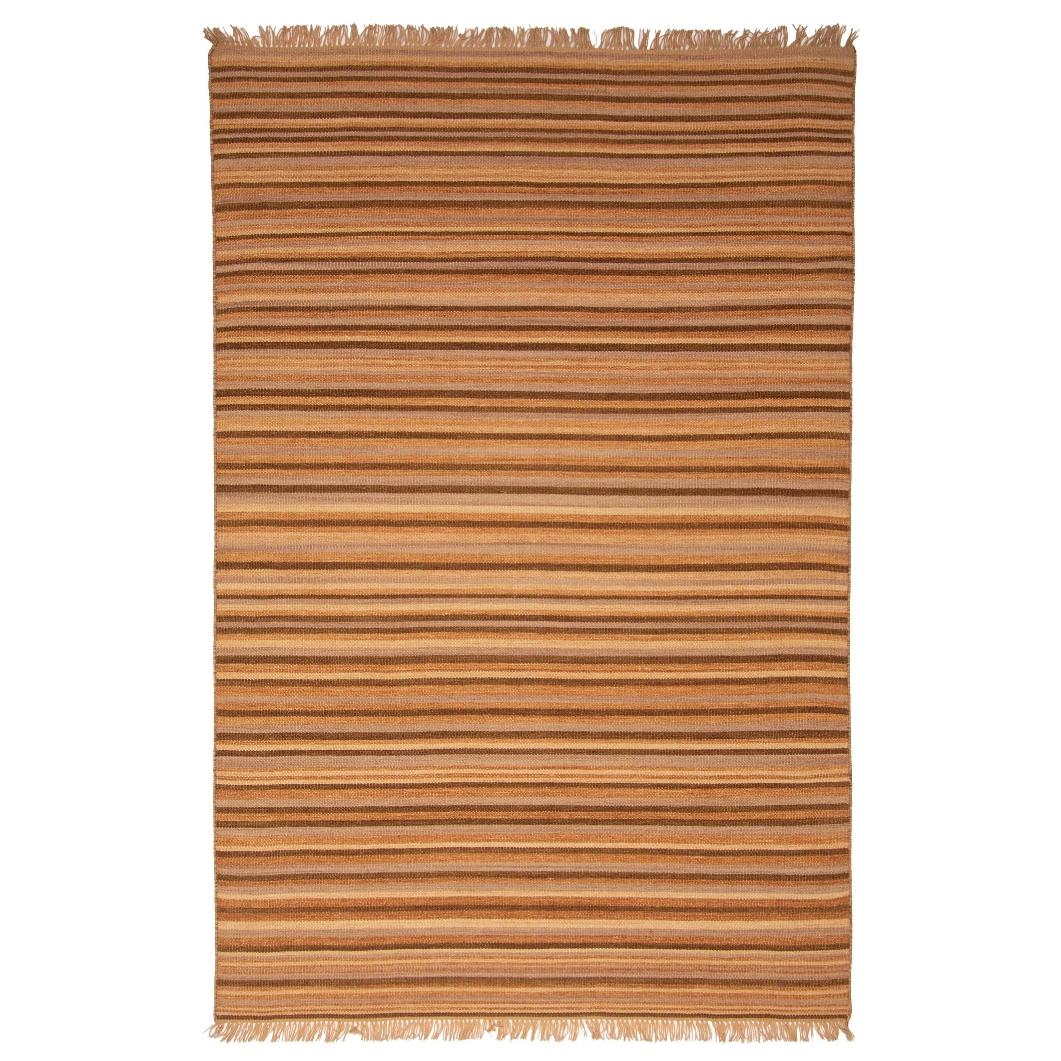 ECARPETGALLERY Flat-Weave Boho Tan Wool Kilim - 5'4 x 8'2