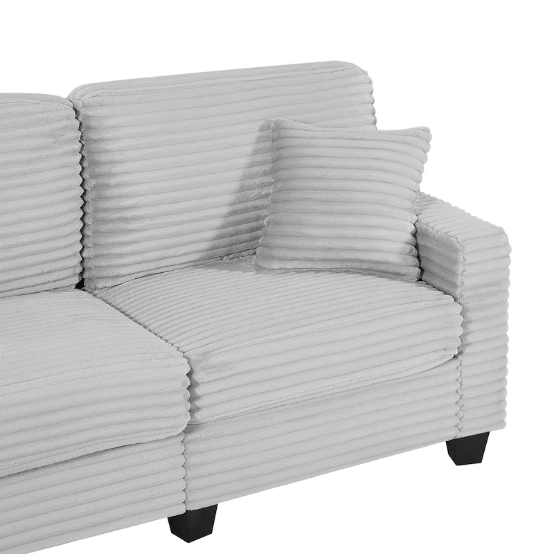 Sectional Sofa U-shaped Sectional 125.2" Upholstered L-shaped Sofa with a Movable Ottoman and Side Storage Pockets