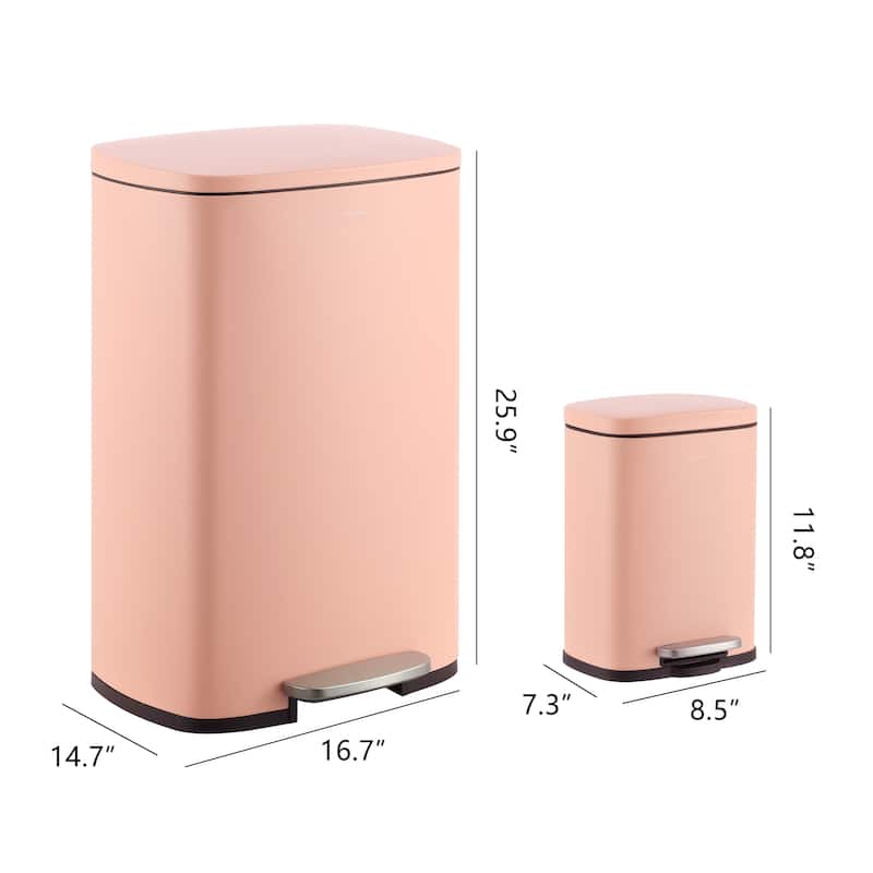 happimess 13-Gallon Trash Can with Soft-Close Lid and FREE Mini Trash Can