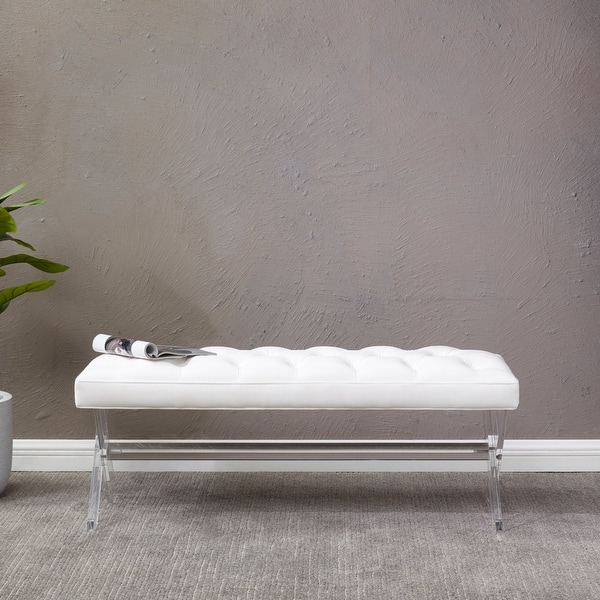 slide 2 of 12, SAFAVIEH Couture Tourmaline Tufted Acrylic Bench - 48 IN W x 18 IN D x 18 IN H