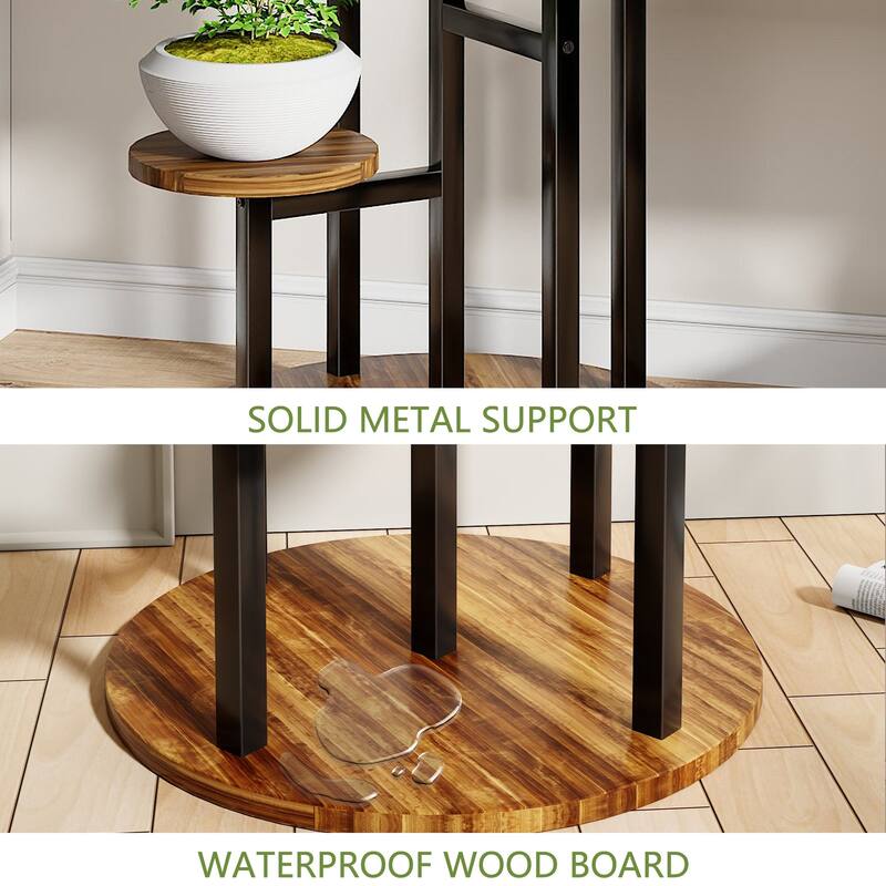 VECELO 5-Tier Metal Plant Stand Heavy Duty Indoor Outdoor Flower Stand with Waterproof MDF Shelves Multi-Level Display Stand
