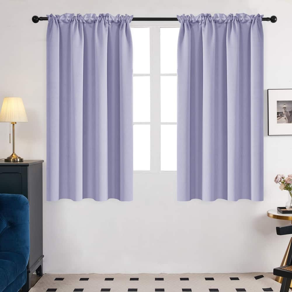 Deconovo Solid Rod Pocket Curtain Panel Pair, Set of 4 Panels