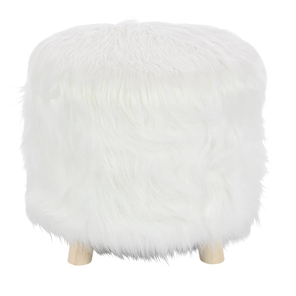 Polyester Accent Stool - White - Roche River Decor