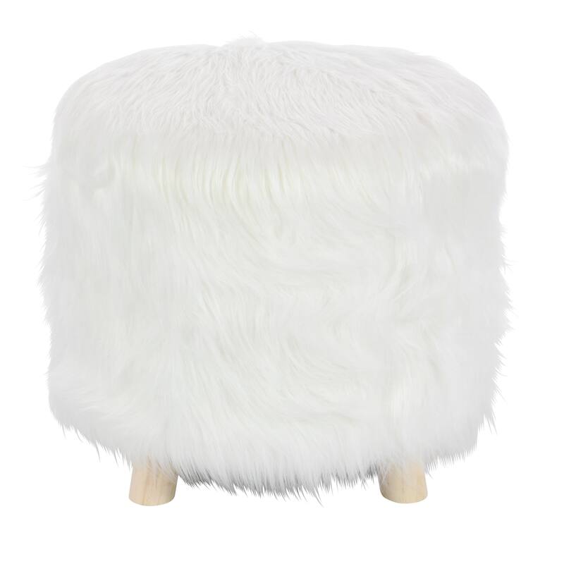 White Polyester Living Room Stool - 19 x 19 x 16Round
