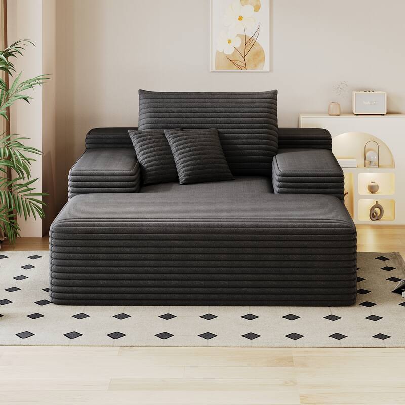 51.2″ Corduroy 2-Seater Cloud Sofa with 600 lb Capacity & Ergonomic Pillows, No Assembly - Antique Dark Grey