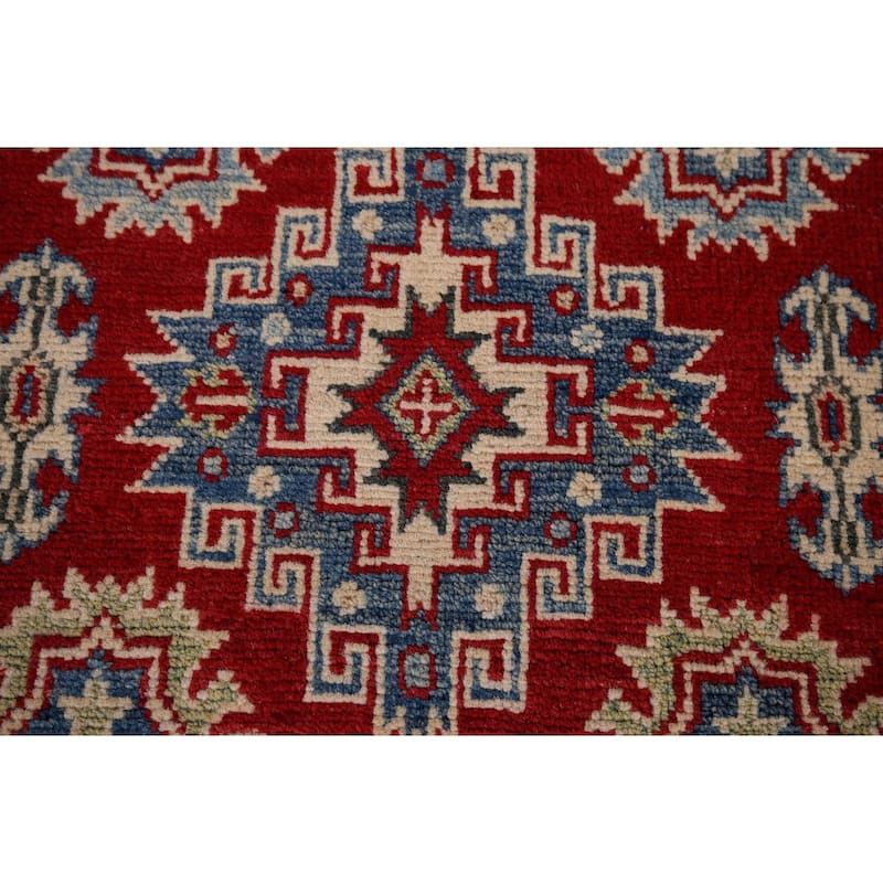 Red Kazak Runner Rug Handmade Wool Carpet - 2'6" x 16'3"