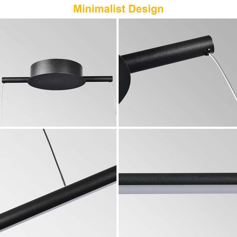 Minimalist Modern Linear Pendant Light Dimmable Integrated LED Chandelier Kitchen Island
