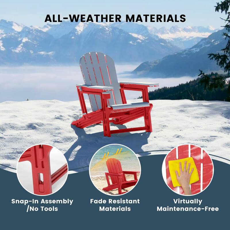 Coastline Outdoor Poly 3-Piece Set Adirondack Chair with Side Table