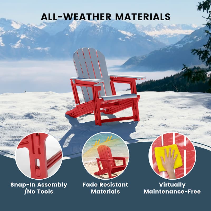 Polytrends Coastline Outdoor Poly Adirondack Chair with Cup Holder (Set of 2)