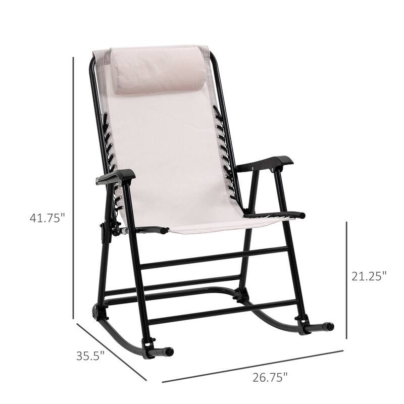 Outdoor 2-Piece Oversized Folding Rocking Camping Chair, Zero Gravity Rockers with Headrests