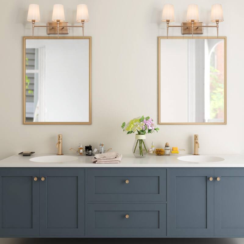 Modern 3-Light Gold Bathroom Vanity Light Fabric Wall Sconces
