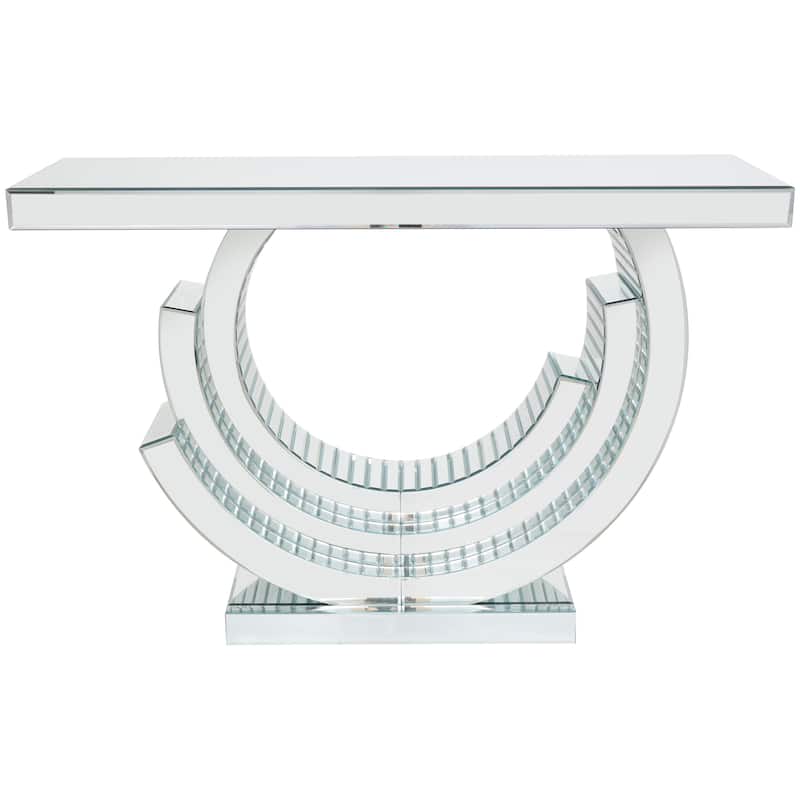Glass Mirrored Console Table - Silver - Roche River Decor - 15"W x 47"L x 32"H