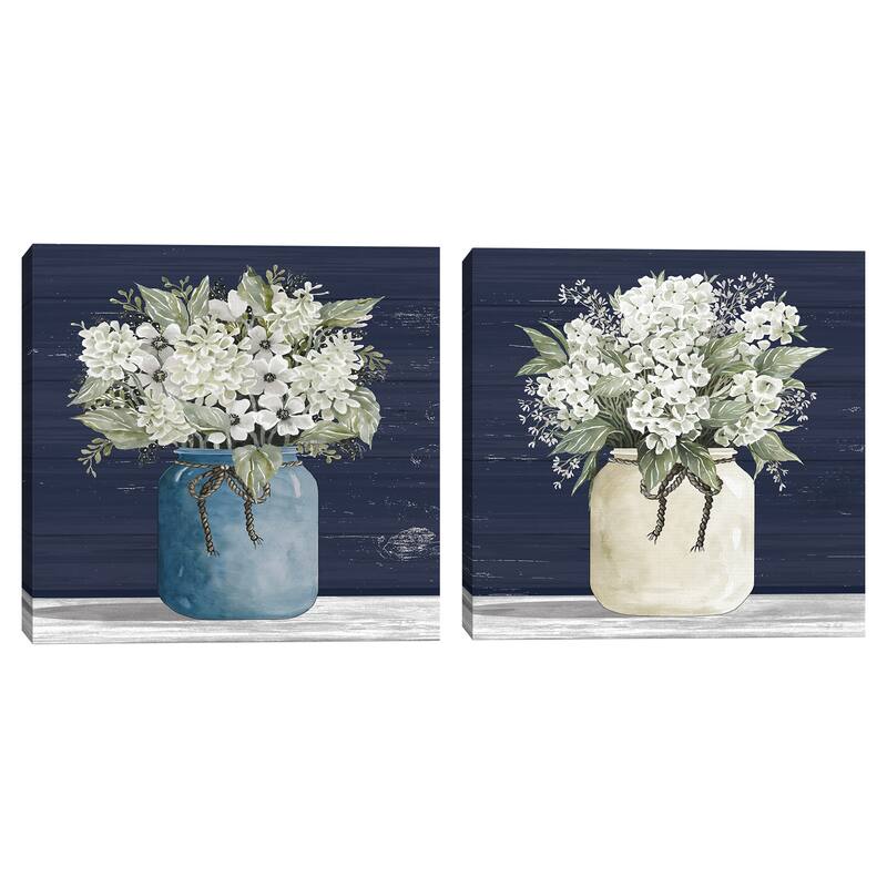 White Flowers I, White Flowers II by Cindy Jacobs Canvas Art Prints