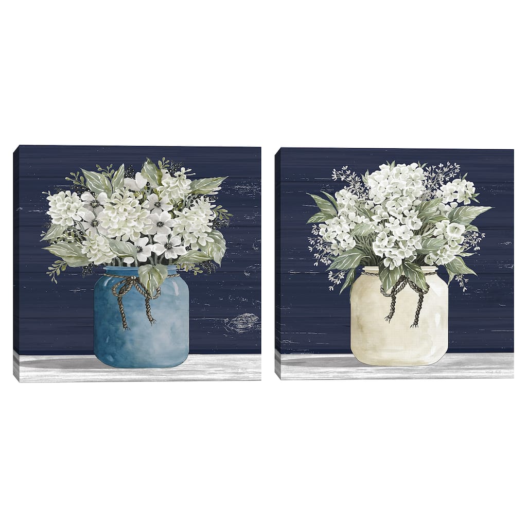 White Flowers I, White Flowers II by Cindy Jacobs Canvas Art Prints