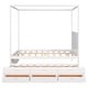 preview thumbnail 9 of 15, Queen Canopy Bed with Twin Trundle and Storage Drawers, Solid Wood Frame, White