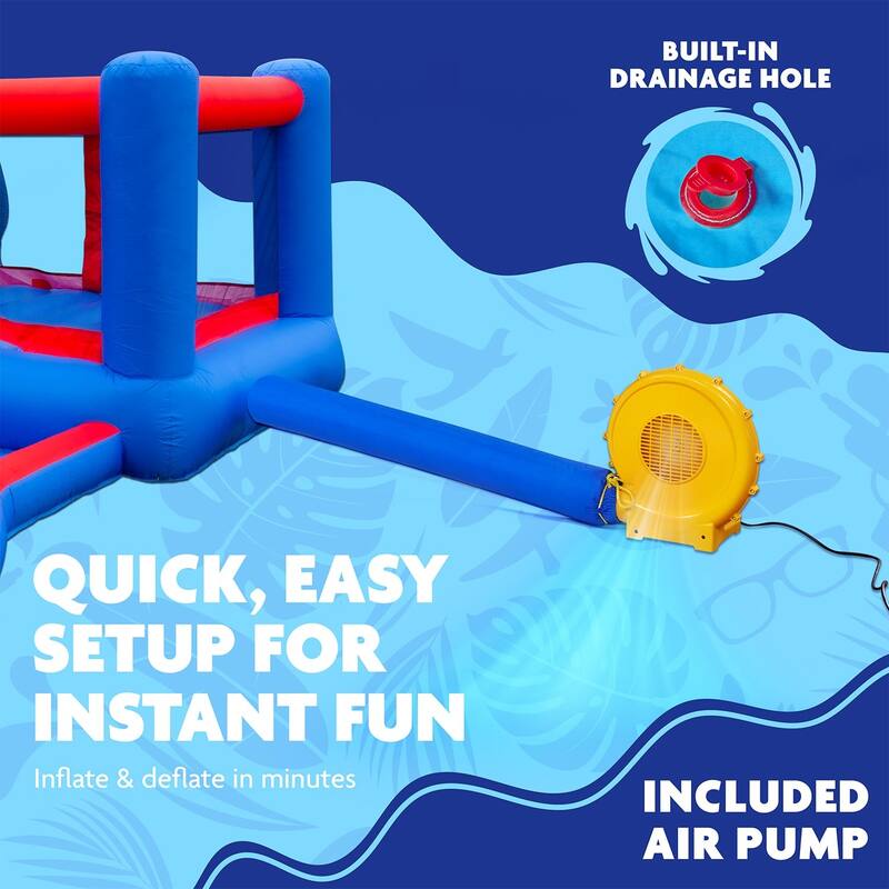 Deluxe Inflatable Water Slide Park - Heavy-Duty Nylon Bounce House for Outdoor Fun - Climbing Wall, Slide, Bouncer & Splash Pool