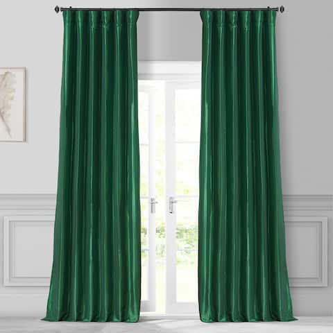 Exclusive Fabrics Emerald Green Faux Silk Taffeta Curtain (1 Panel)
