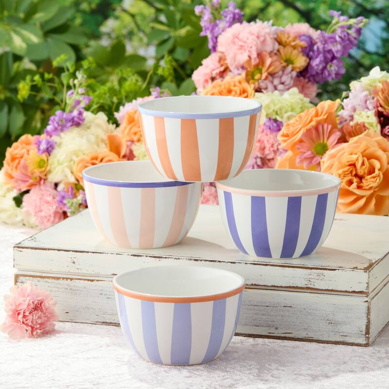 Certified International Menagerie 5.25" Ice Cream/Dessert Bowls, Set of 4 Assorted Designs - 5.25"L x 5.25"W x 3.00"H