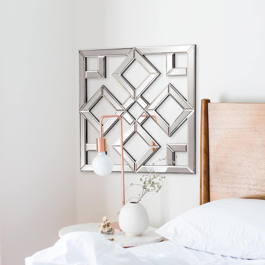 Allan Andrews Moira Decorative Accent Lattice Square Wall Mirror - Mirrored - 20" H x 20" W x 1" D