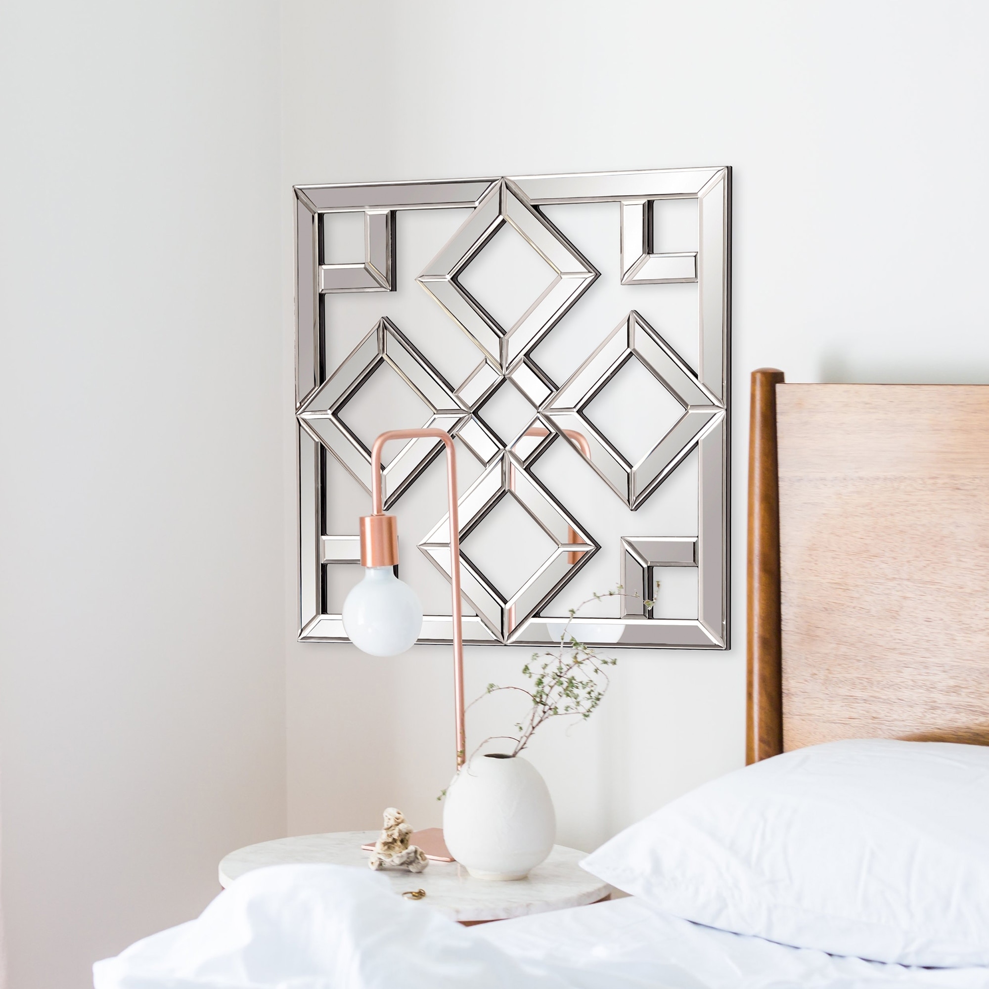 Allan Andrews Moira Decorative Accent Lattice Square Wall Mirror - Mirrored - 20" H x 20" W x 1" D