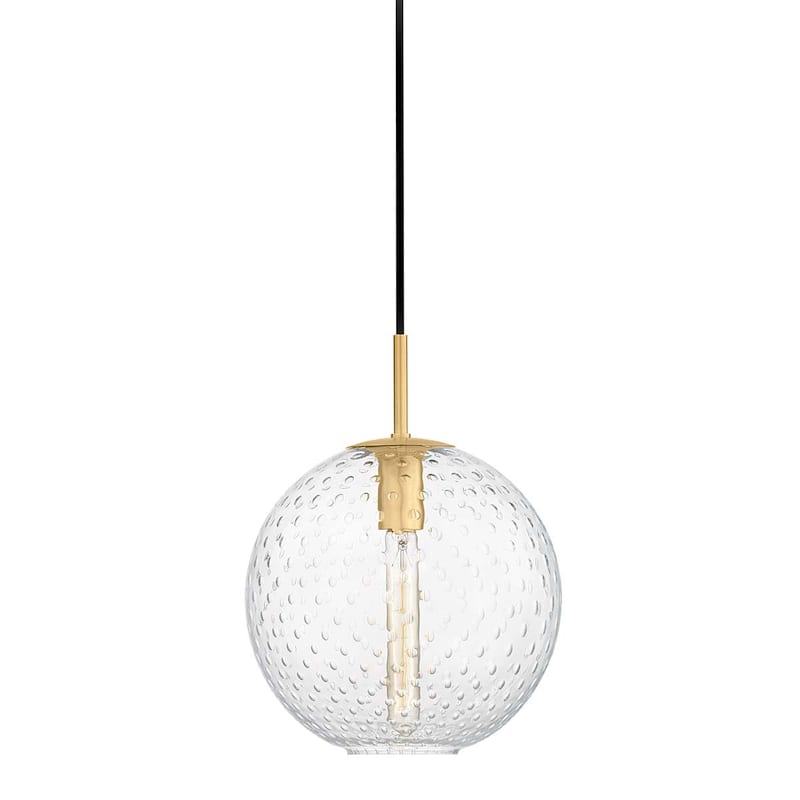 Hudson Valley Lighting Rousseau Single Light 11" Wide Pendant - Aged Brass / Clear